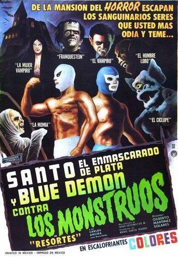 Santo el enmascarado de plata y Blue Demon contra los monstruos